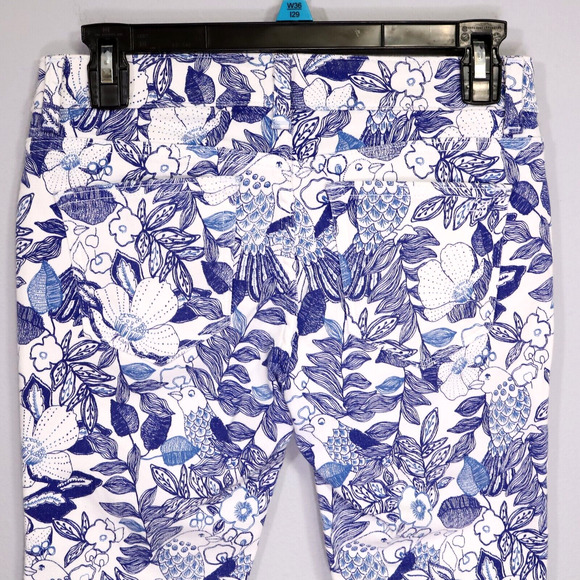 Vineyard Vines Jeans Womens 2 White Blue Floral Stretch Denim Crop Skinny Cordia - Picture 8 of 11